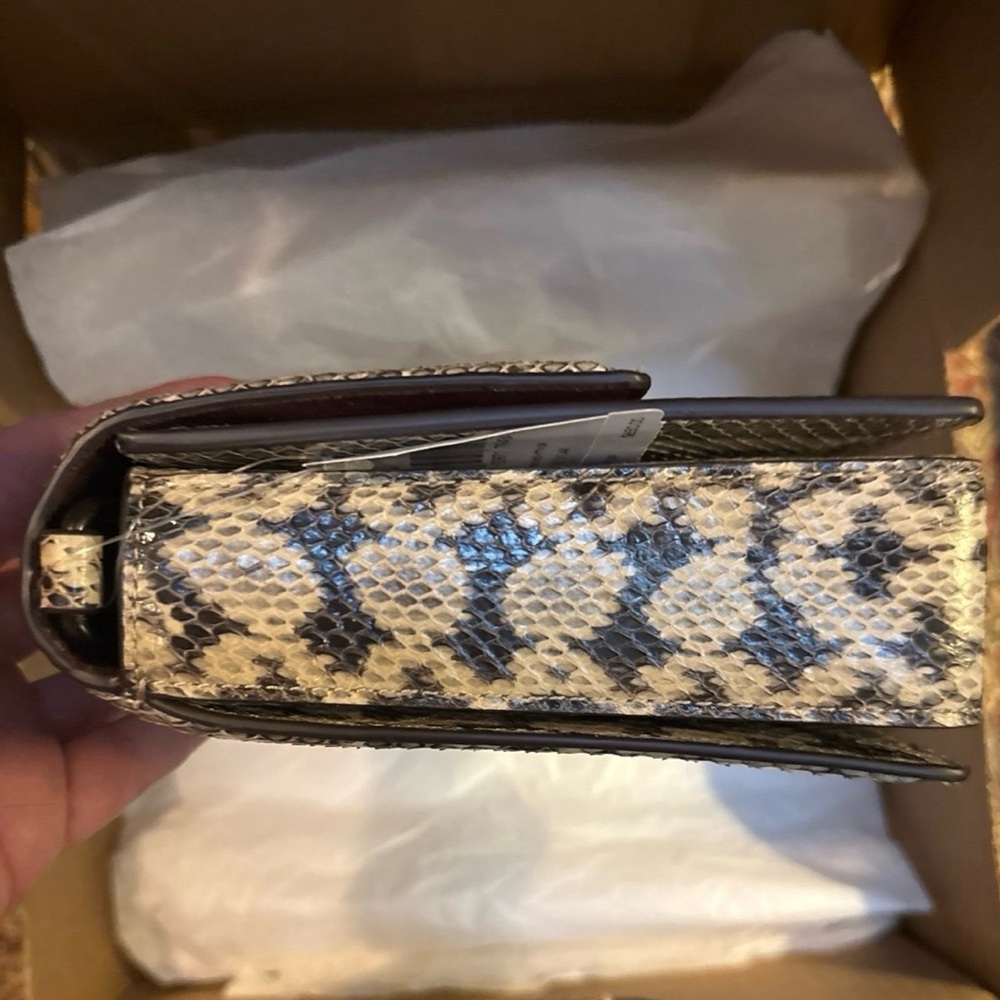 COACH Hutton Shoulder Bag Snakeskin/Leather Neutral Color NWT - Picture 3 of 15